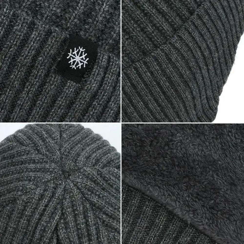 Mens Winter Knitted Hat With Warm Velvet Ear Protection 5