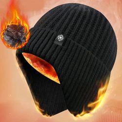 men's winter knitted hat with warm velvet ear protection