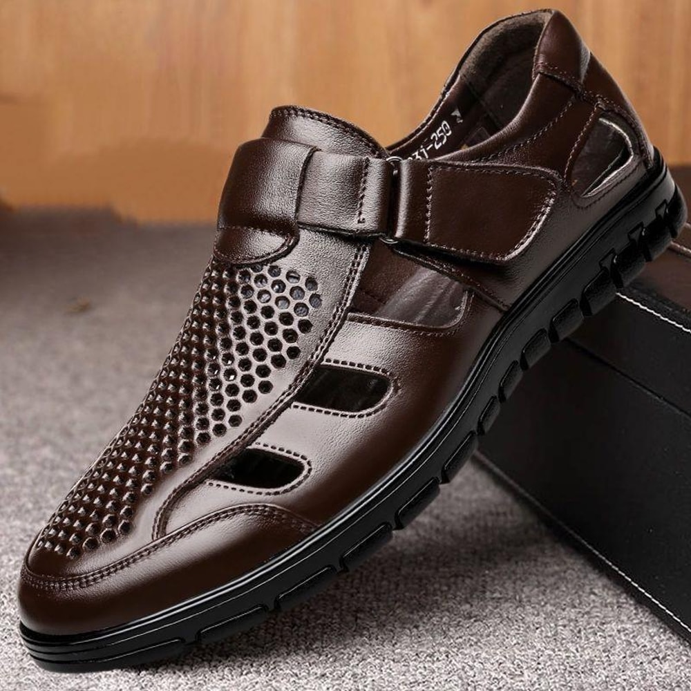Leather Men Sandals Comfortable Men Sandalias for Summer Non Slip Work Shoes