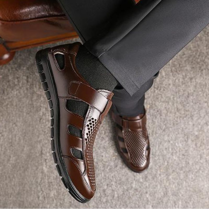 Leather Men Sandals Comfortable Men Sandalias for Summer Non Slip Work Shoes