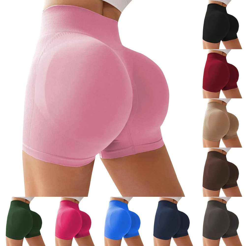 Women High Waist Peach Lift Hip Sports Shorts Tight Yoga Shorts For Summer Gym 5