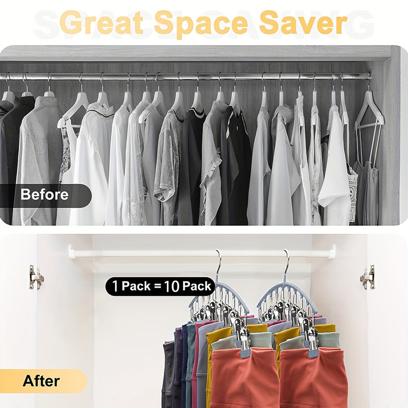 Closet Storage Hanger with Clips Space-Saving Hanging Closet Organizer for Clothes & Accessories