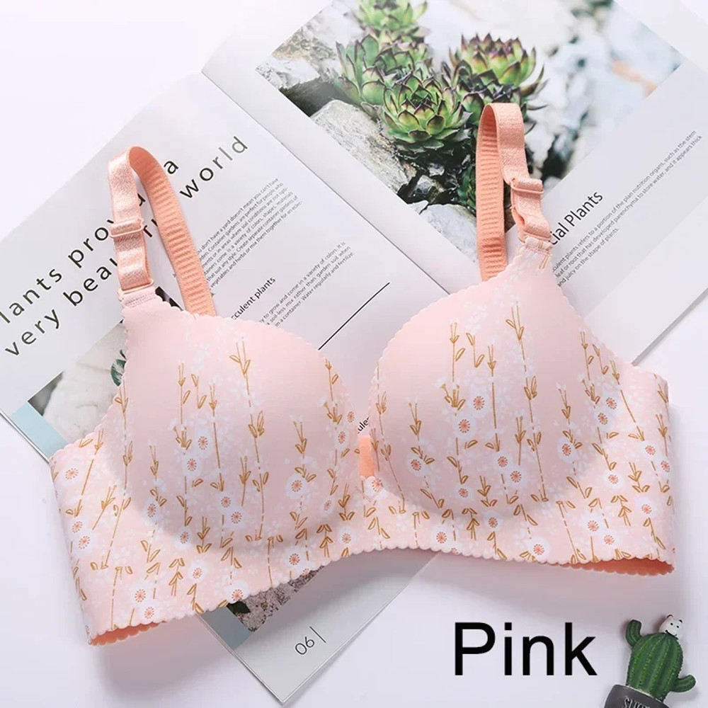Women Flower Print Seamless Bra Sexy Lingerie Floral Push Up Bras OnePiece Underwear 3