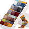 Combed Cotton Mens Compression Dress Socks Colorful Square Pattern 0