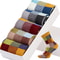 Combed Cotton Mens Compression Dress Socks Colorful Square Pattern 0