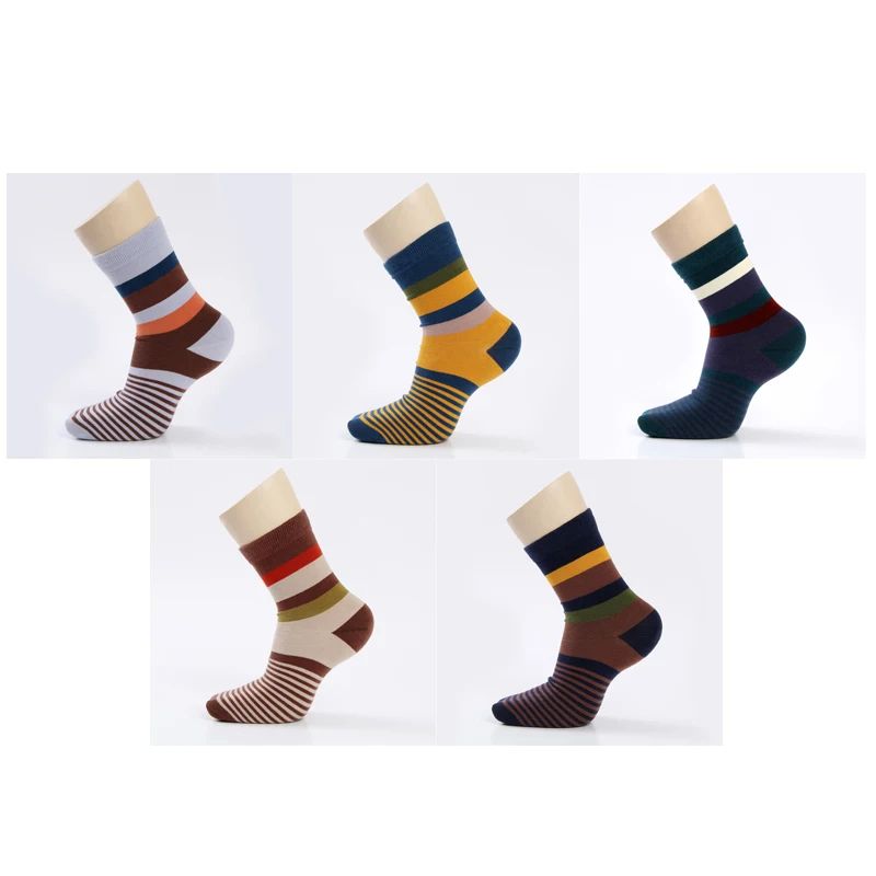 Combed Cotton Mens Compression Dress Socks Colorful Square Pattern 7