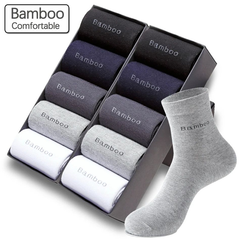 Mens Bamboo Fiber Crew Socks Breathable AntiBacterial Ideal For Business Casual Wear 0