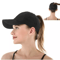 Adjustable Solid Color Ponytail Baseball Cap Cotton Polo Style Casual Hats 0
