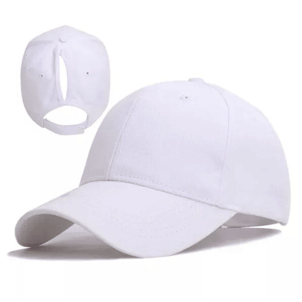 Adjustable Solid Color Ponytail Baseball Cap Cotton Polo Style Casual Hats 1