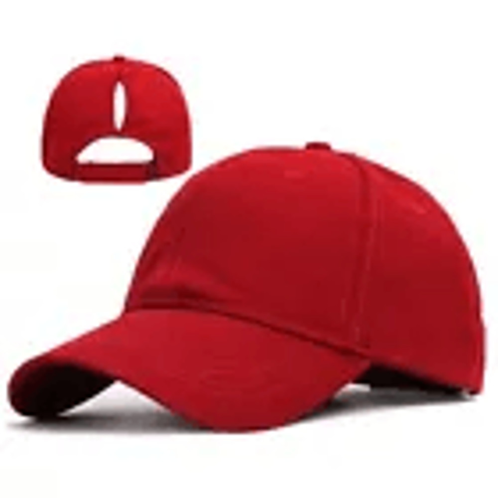 Adjustable Solid Color Ponytail Baseball Cap Cotton Polo Style Casual Hats 2
