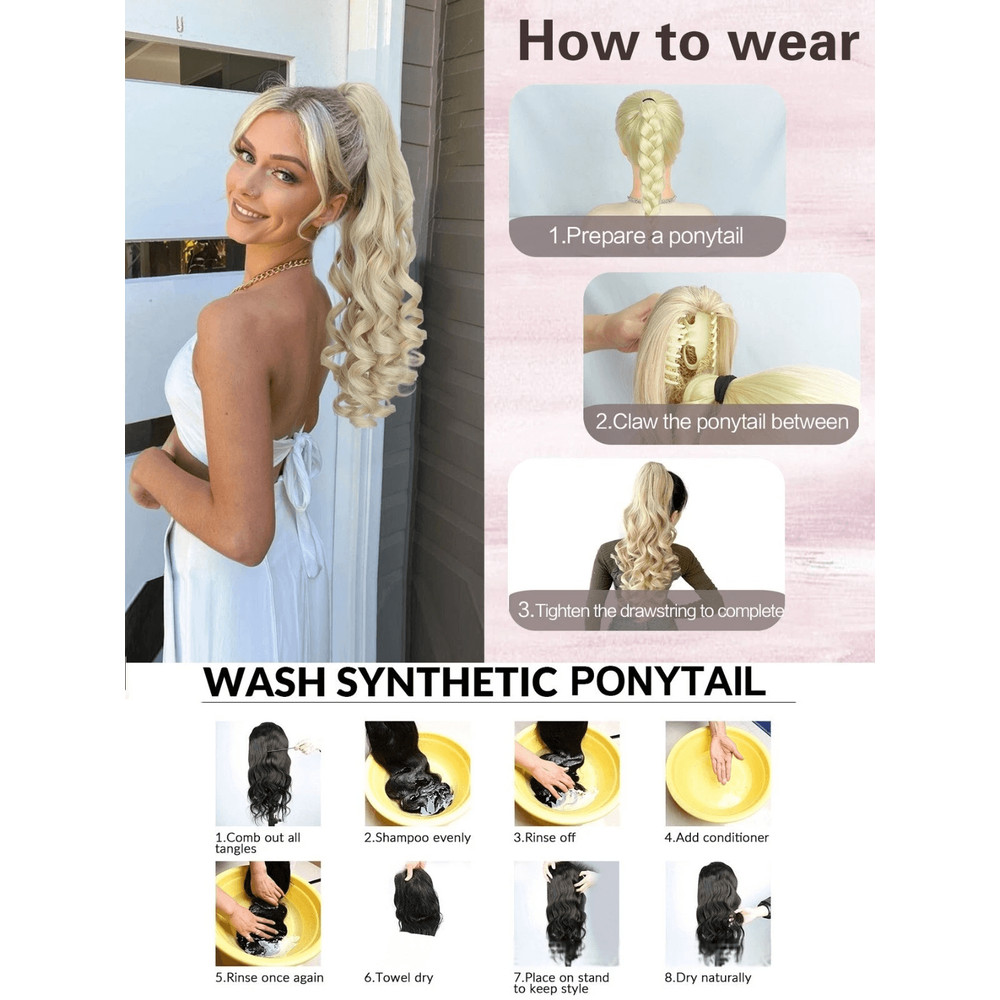 Real Human Hair Ponytail Extension Thick Claw Clip Hairpiece For Instant Volume 0