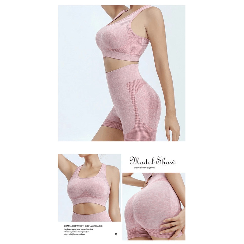 Soft Stretch Workout Yoga Set For Women Butt Lift Bike Shorts And Padded Bra Women Fitness Activew