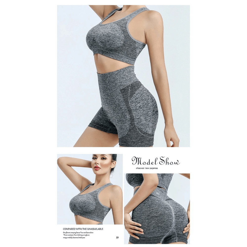 Soft Stretch Workout Yoga Set For Women Butt Lift Bike Shorts And Padded Bra Women Fitness Activew 0