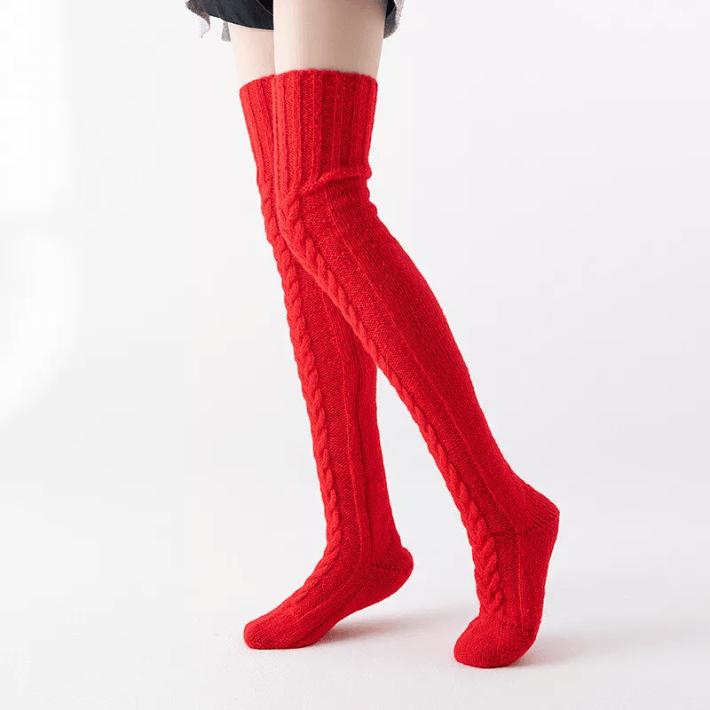 Warm Cable Knit Thigh High Socks For Women Over Knee Long Winter Stockings Boot Warmers 1