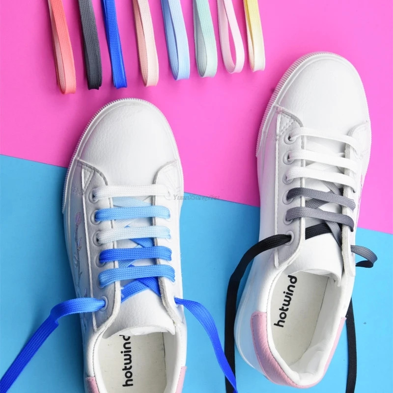 Gradient Shoelaces for Sneakers, Colorful Flat Shoe Laces for Casual Canvas Shoes, Sports Shoes, Trainers & Streetwear