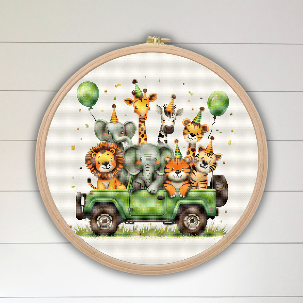 Safari Animals Cross Stitch Pattern PDF Baby Nursery Xstitch Counted Chart Modern Easy Instant Pa 1
