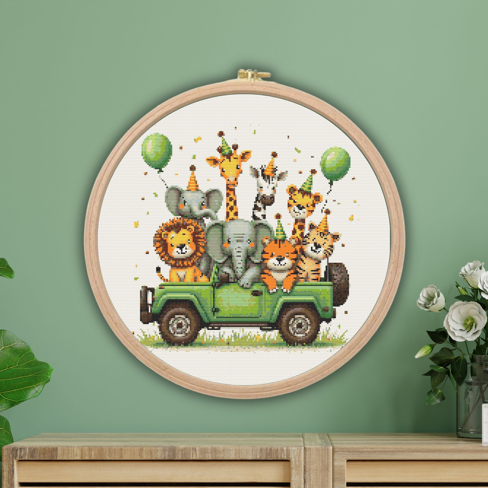 Safari Animals Cross Stitch Pattern PDF Baby Nursery Xstitch Counted Chart Modern Easy Instant Pa 2