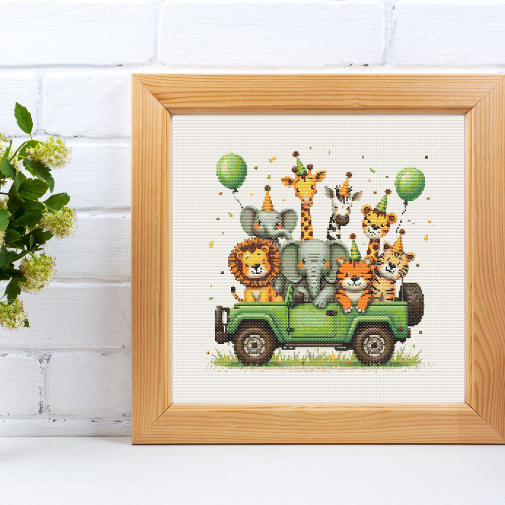 Safari Animals Cross Stitch Pattern PDF Baby Nursery Xstitch Counted Chart Modern Easy Instant Pa 3