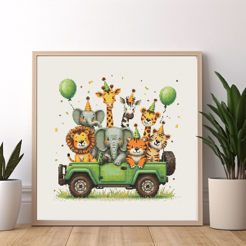 Safari Animals Cross Stitch Pattern PDF Baby Nursery Xstitch Counted Chart Modern Easy Instant Pa 4