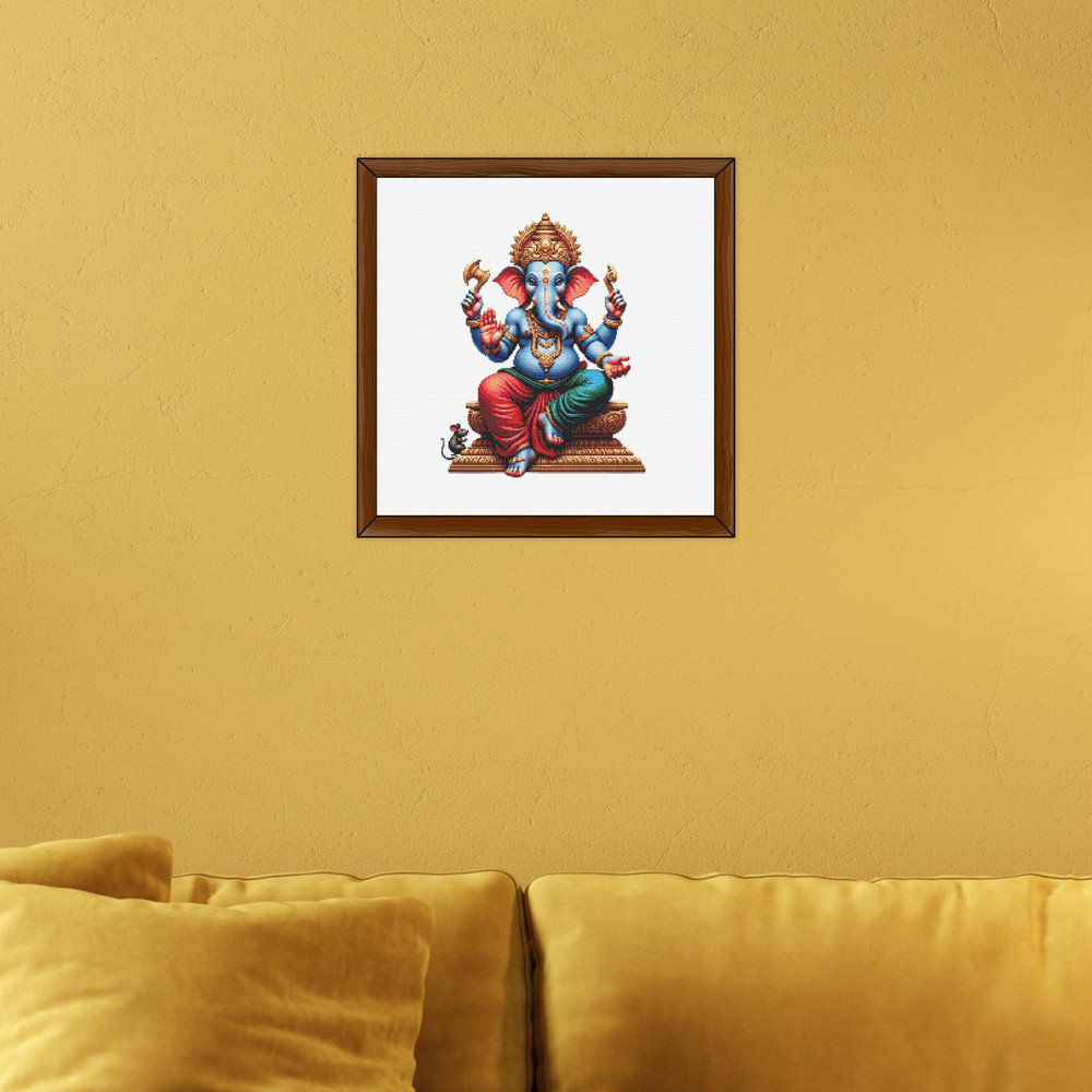 Cross Stitch Pattern Ganesha Ganapati God Wisdom Prosperity Elephant Ethnic India Hinduism Counted 7