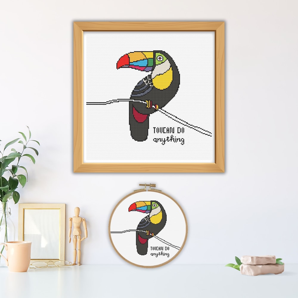 Toucan Do Anything Cross Stitch Pattern PDF Instant Download Toucan Do It Embroidery Cute Woodland 1