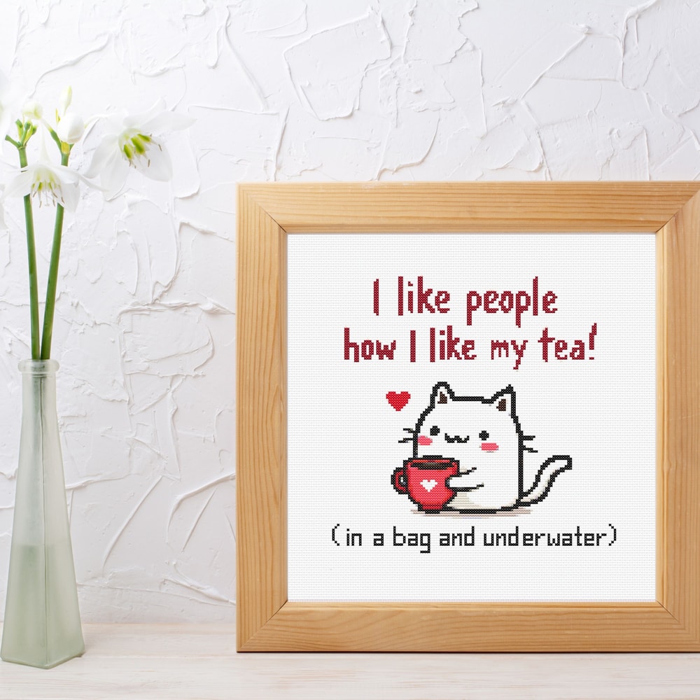I Like People How I Like My Tea Cat Cross Stitch Pattern Funny Cross Stitch Chart PDF Instant Downl 5