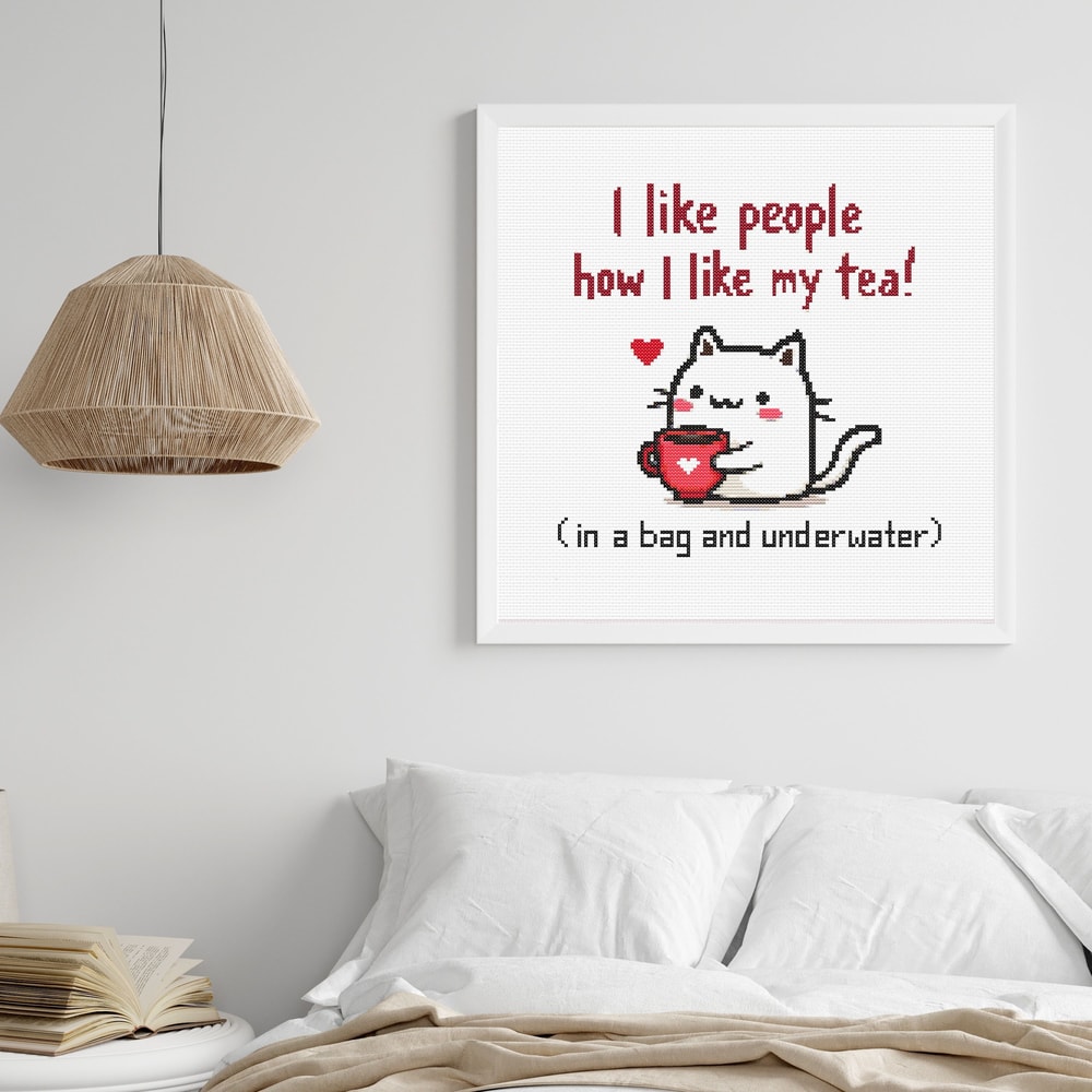 I Like People How I Like My Tea Cat Cross Stitch Pattern Funny Cross Stitch Chart PDF Instant Downl 6