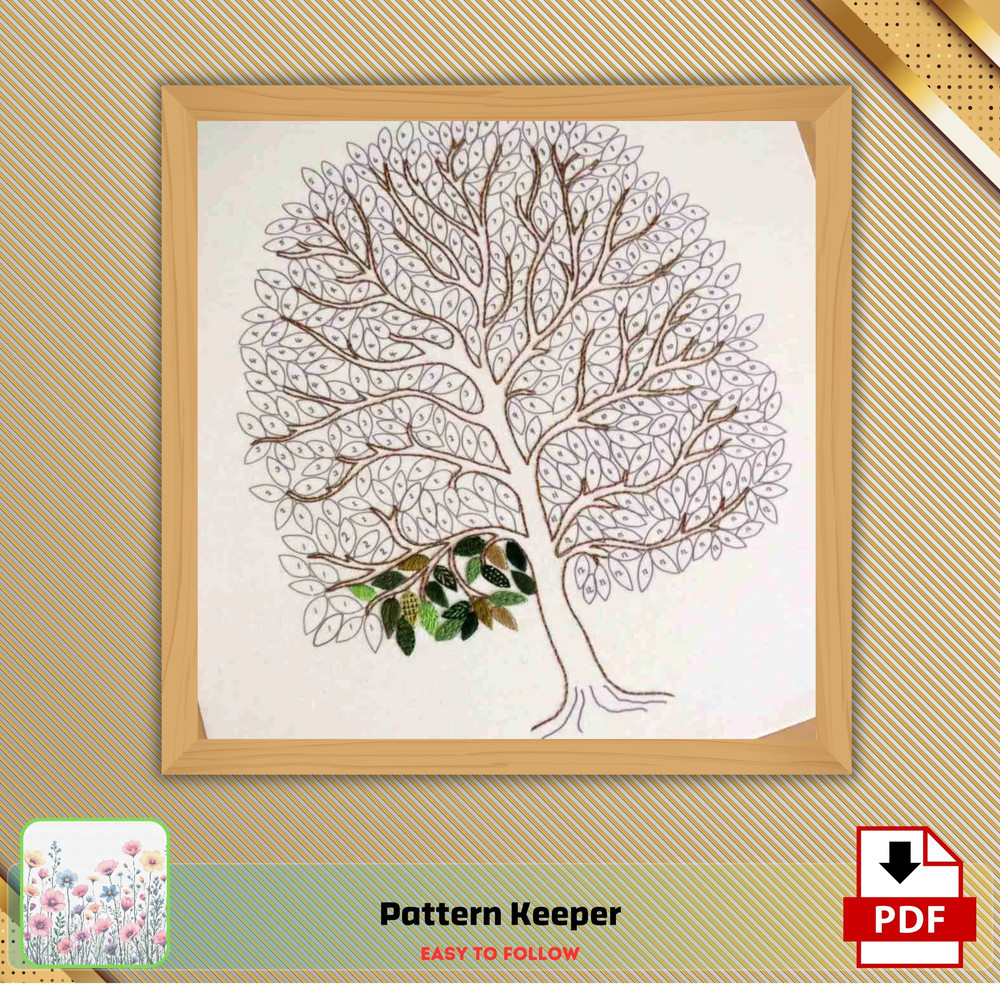 365 Leaf Temperature Tree Cross Stitch Pattern PDF INSTANT DOWNLOAD 0