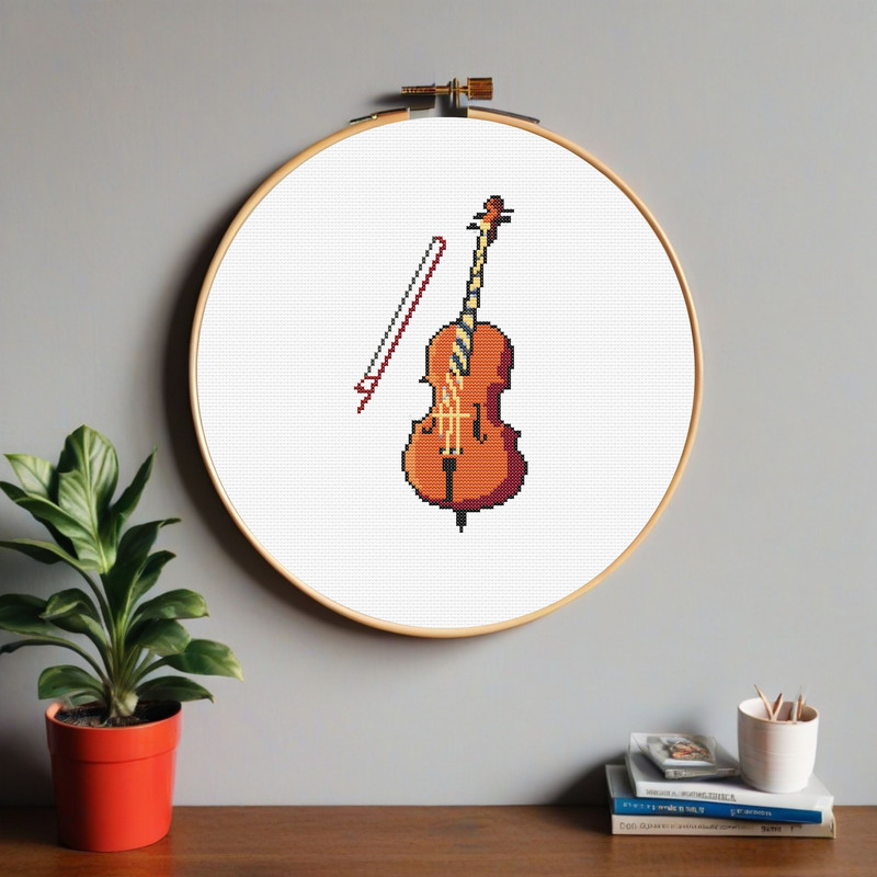 Double Bass Cross Stitch Pattern PDF Gift For Musician Music Embroidery Design Easy Mini Cross Stit 7
