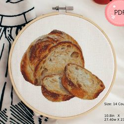 Cross Stitch Pattern,Italian Bread,Pdf,Instant Download,Watercolor,Wheat,Homemade Bread,Fresh Bread,Kitchen