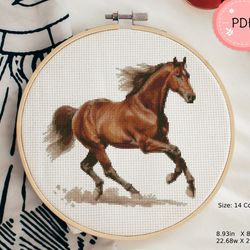 Cross Stitch Pattern,Horse Running,Galloping Horse,Watercolor,Pdf , Instant Download , Wild Life , Animal X Stitch Chart