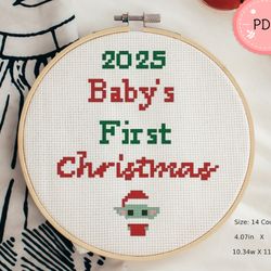 Yoda Cross Stitch Pattern,Christmas Tree Ornament ,Custom Order,Beginner Friendly,Baby's First Christmas,Modern