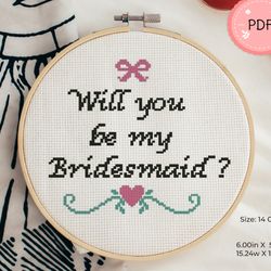 Cross Stitch Pattern,Maid Of Honor,Bridesmaid,Modern,Beginner Friendly,Easy To Follow,Wedding,Bachelor,Maid Of Honor