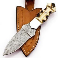 alfari damascus handmade small skinning knife camel bone handle sharp edge blade camping hunter