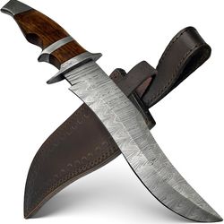damascus hunting knife with 8 inch fixed blade tactical edc knife with walnut handle knives for men camping hiking