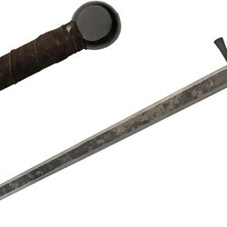 alfari hand forged carbon steel rustic broad sword with leather wrapped handle claymore viking sword