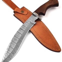 alfari handmade damascus steel 15 inches hunting knife rose wood handle razor sharp blade outdoor camping