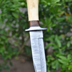 alfari 12 inches bowie knife handmade damascus steel hunting knife bone & rose wood handle outdoor camping viking