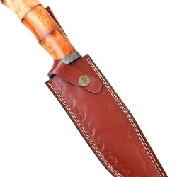 alfari 12 inche handmade damascus steel bowie knife hunting knife coloured camel bone brass spicer handle damascus gurd