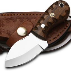 alfari handmade neck knife d2 steel mirror polish full tang knife 5 inche mini fixed blade knife with leather sheath