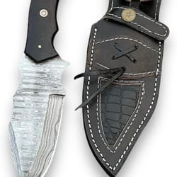 alfari 10 inch fixed blade knife handmade damascus steel blade hunting skinning knife with sheath camp knives for men