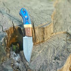 alfari handmade damascus steel hunting knife fixed blade knife bone & rose wood handle bull cutter knife edc outdoor