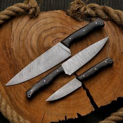 alfari handmade kitchen knife set 3 piece high carbon damascus steel professional chef knife set with ultra sharp blade