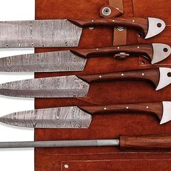 alfari handmade kitchen knife set 5 piece high carbon damascus steel professional chef knife set with ultra sharp blade