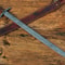 ALFARI Handmade Damascus Steel 38 Inches Long Scottish Claymore Viking Sword With Leather Sheath 0