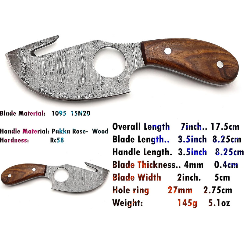 ALFARI Bushcraft Handmade Damascus Steel Fixed Blade Skinning Hunting Knife With Gut Hook Best For  2