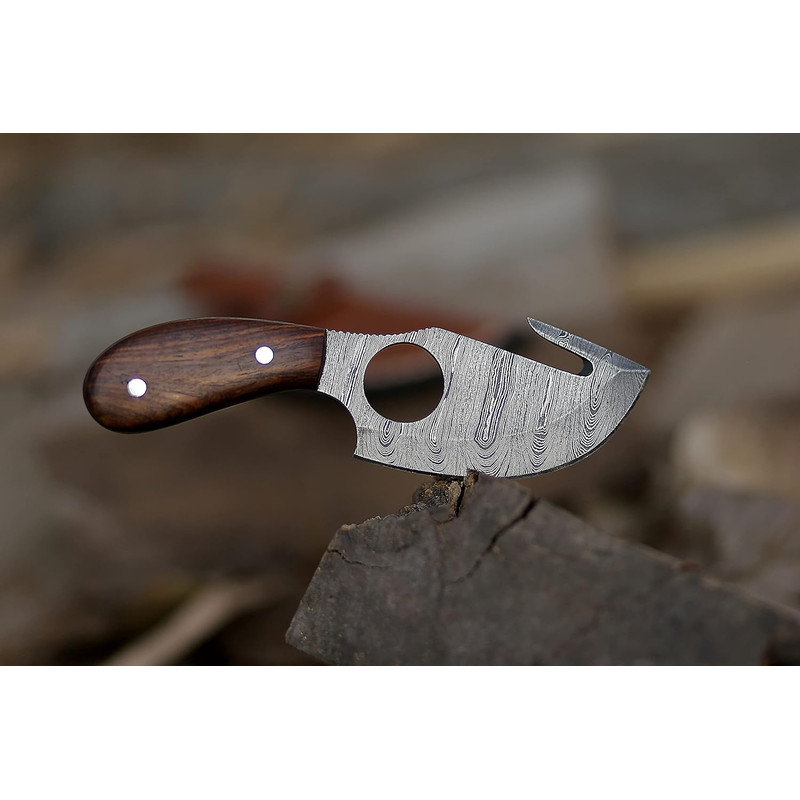 ALFARI Bushcraft Handmade Damascus Steel Fixed Blade Skinning Hunting Knife With Gut Hook Best For  5