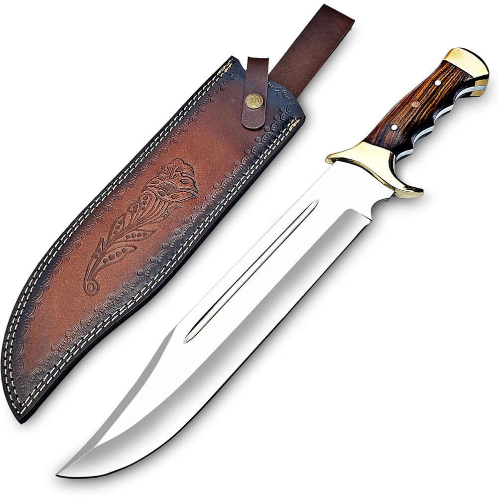ALFARI D2 Steel 18 Inches Large Bowie Knife Full Tang Fixed Blade Rosewood Handle Hunting Knife Wit 0