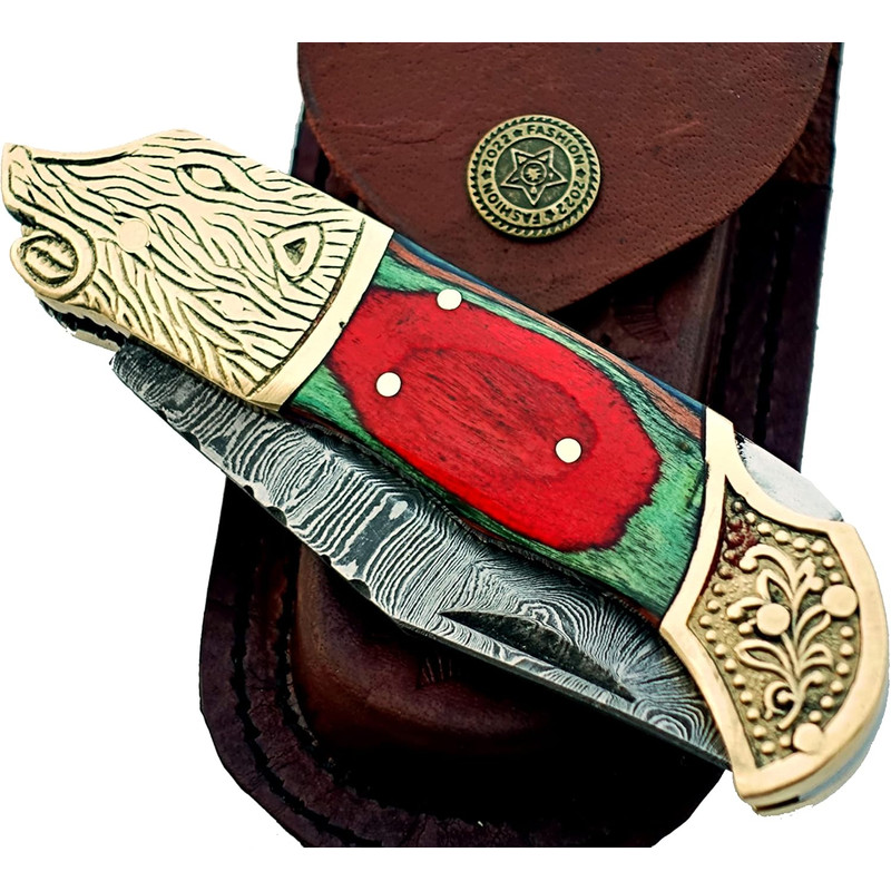 ALFARI Damascus Steel Pocket Knife Hand Made Folding Knife Outdoor Pocket Knife For Camping Hiking  1