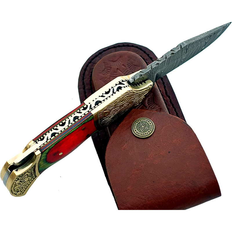 ALFARI Damascus Steel Pocket Knife Hand Made Folding Knife Outdoor Pocket Knife For Camping Hiking  2